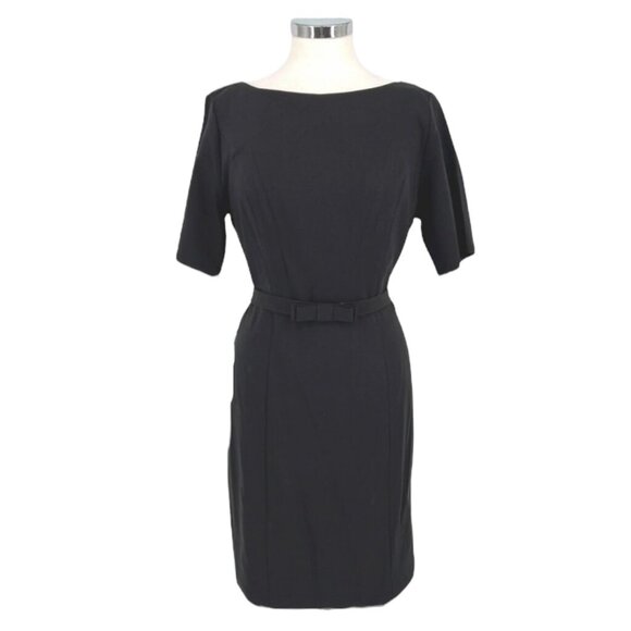 ModCloth Black Belted Sheath Dress Short Sleeve Size Large - Picture 1 of 10